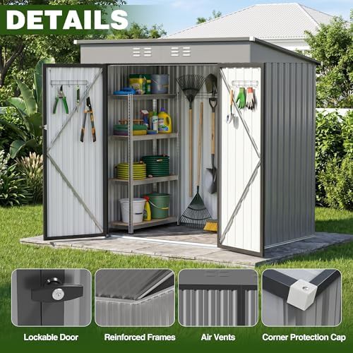 Gray metal sloped roof bike shed — photo 3