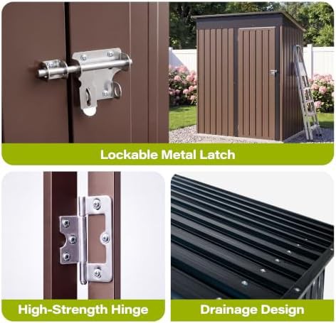 Brown galvanized steel sloped roof tool shed — photo 3