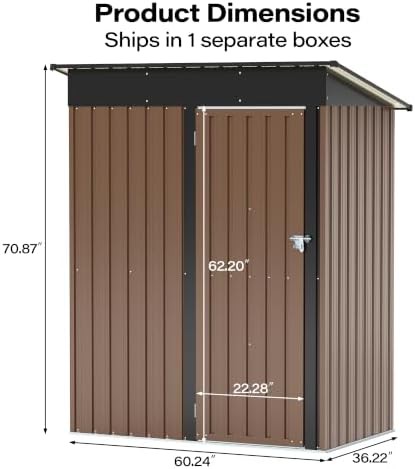 Brown galvanized steel sloped roof tool shed — photo 5
