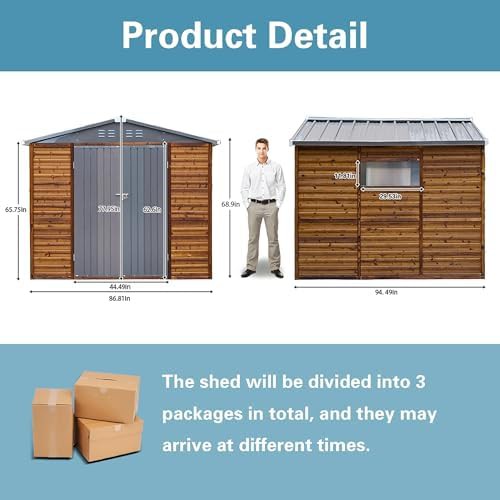 Wood color metal garden tool shed — photo 3