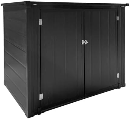 Weatherproof outdoor shed with lockable door
