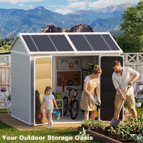 Gray Resin Storage Shed with Floor Panel — photo 3