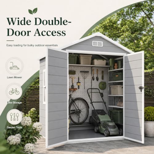 Compact Resin Bike Shed with Double Doors — photo 5
