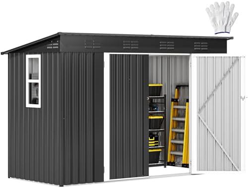 Oversized metal storage shed with side window