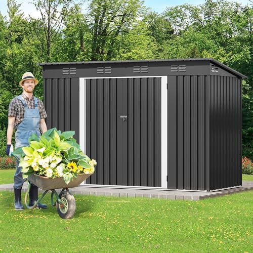Oversized metal storage shed with side window — photo 3