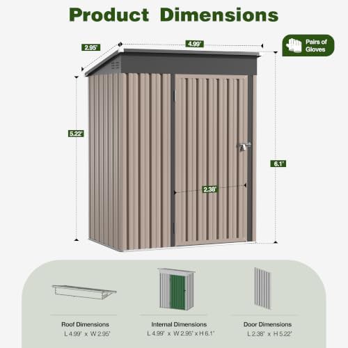 Brown metal garden shed with sloped roof — photo 3