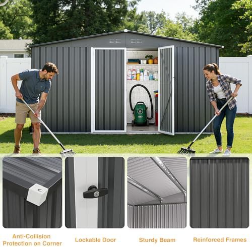 Large metal storage shed with sloped roof — photo 5