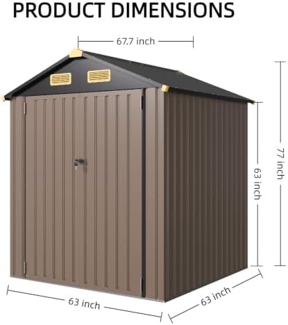 Brown metal garden shed with air vents — photo 4