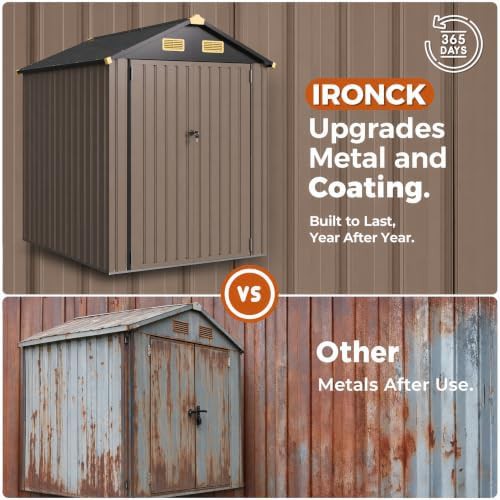 Brown metal garden shed with air vents — photo 5