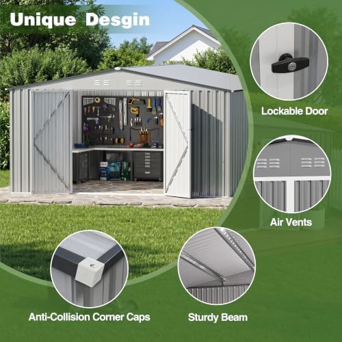 Gray heavy duty metal garden shed — photo 3