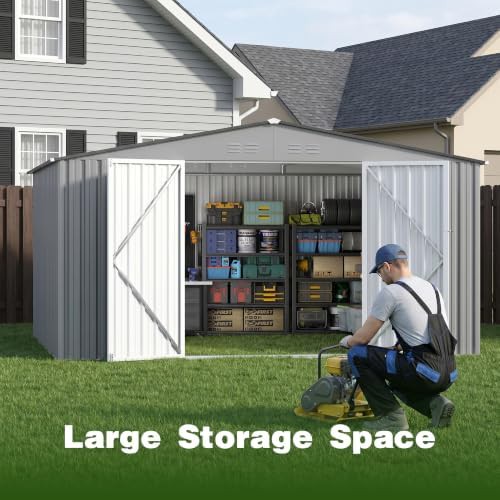 Gray heavy duty metal garden shed — photo 4