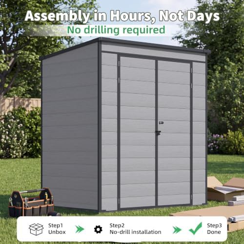 Compact resin lean to plastic storage shed — photo 3