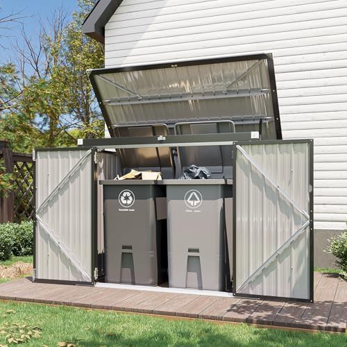 Sixty cubic foot trash can storage shed
