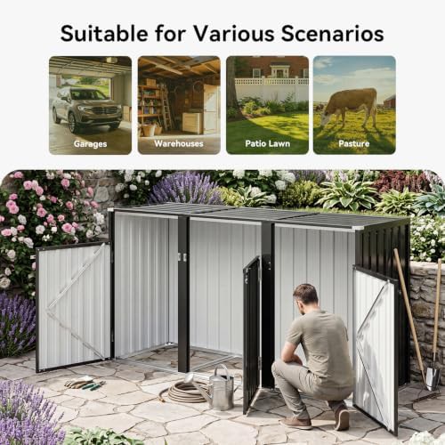 Waterproof metal outdoor trash can shed — photo 4