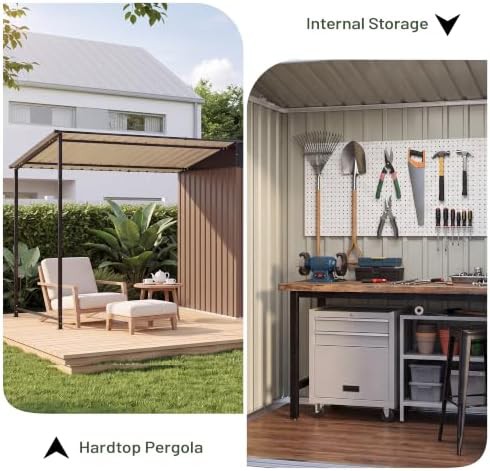 Brown Metal Lean-to Shed with Pergola — photo 5