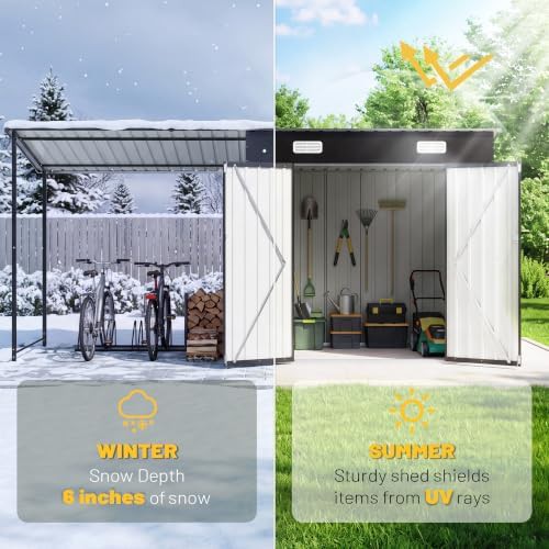 Black Metal Lean-to Shed with Pergola — photo 4