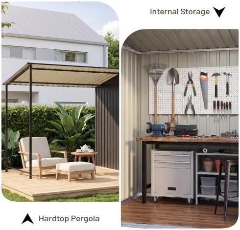 Black Metal Lean-to Shed with Pergola — photo 5