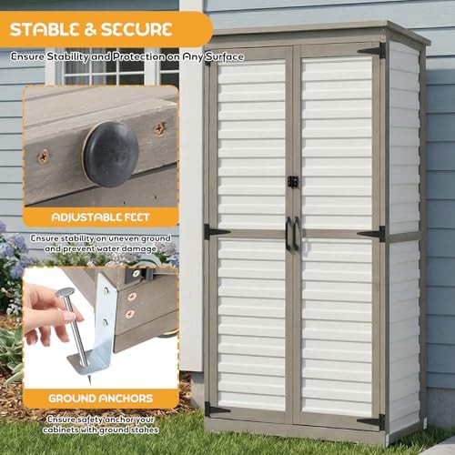 Wood and Plastic Garden Shed with Waterproof Shelves — photo 4