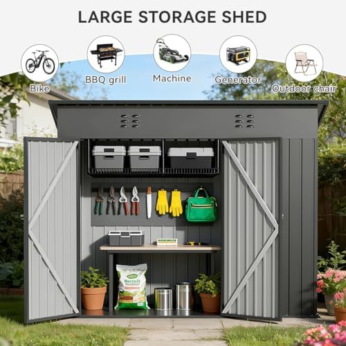 Sloping roof metal shed for bike storage — photo 4