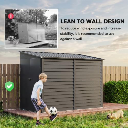 Dark gray steel lean-to storage shed — photo 4