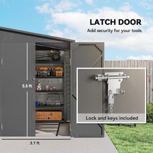 Dark gray steel lean-to storage shed — photo 5