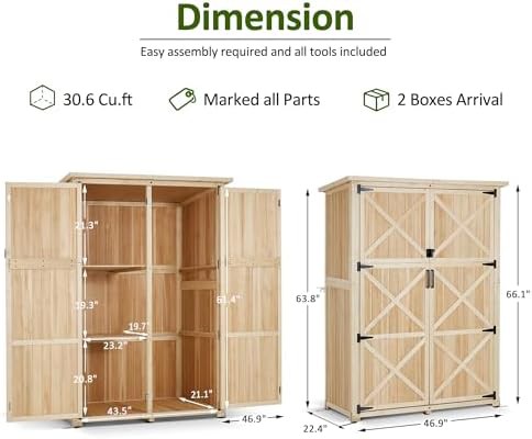 Two door wood garden shed with lock — photo 3