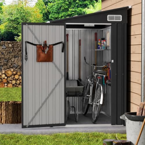 Black metal lean to shed with window