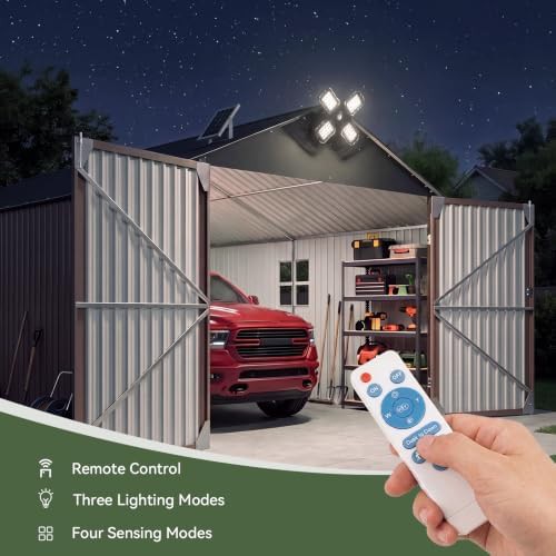 Metal garage shed with solar light — photo 3