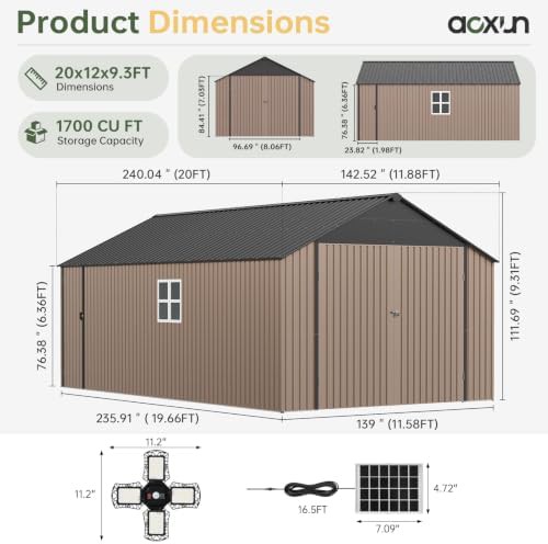 Metal garage shed with solar light — photo 4