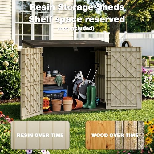 Brown waterproof outdoor storage shed cabinet — photo 3
