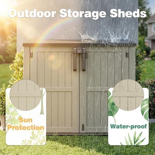 Brown waterproof outdoor storage shed cabinet — photo 4