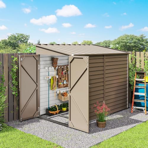 Brown steel lean-to storage shed nine feet