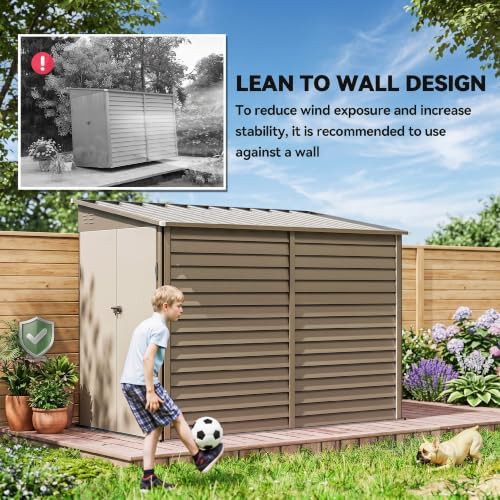 Brown steel lean-to storage shed nine feet — photo 4
