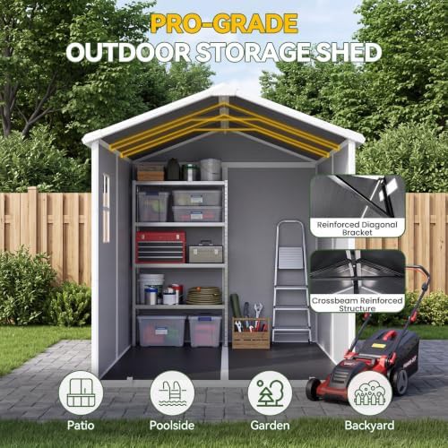 Large gray resin bike storage shed — photo 5