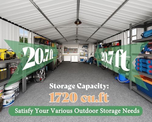Tall garage shed with double hinged doors — photo 3