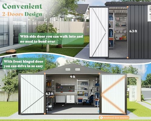 Tall garage shed with double hinged doors — photo 4