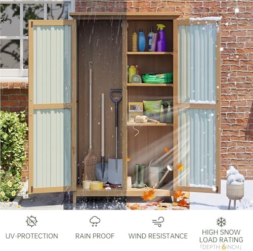 Vertical wood garden storage cabinet — photo 3