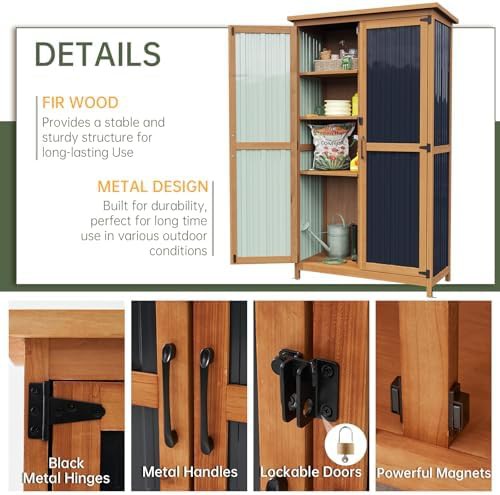 Vertical wood garden storage cabinet — photo 4