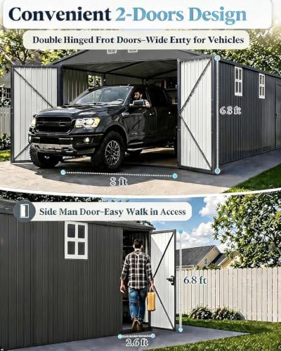 Extra large gray metal garage shed — photo 4