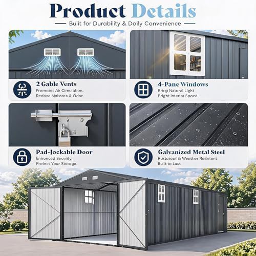Extra large gray metal garage shed — photo 5
