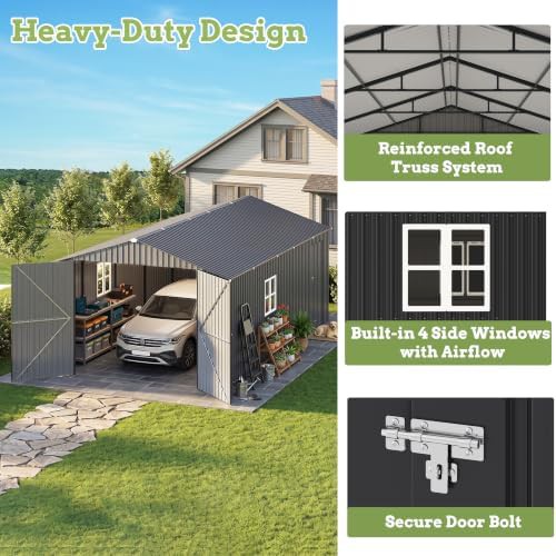Large metal carport and garage shed — photo 5