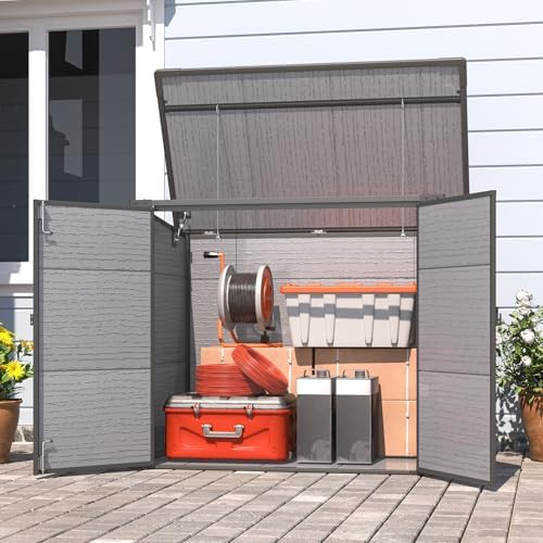 Horizontal resin trash can storage shed — photo 3