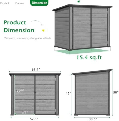 Horizontal resin trash can storage shed — photo 4