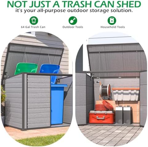 Horizontal resin trash can storage shed — photo 5