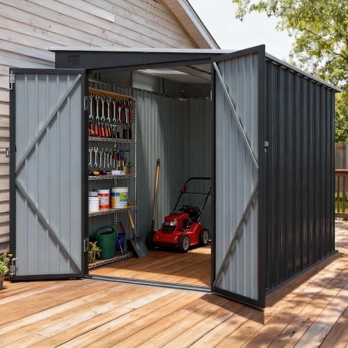 Metal lean to shed with skylight