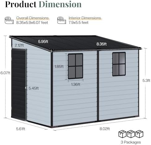 Black Resin Lean To Storage Shed — photo 3