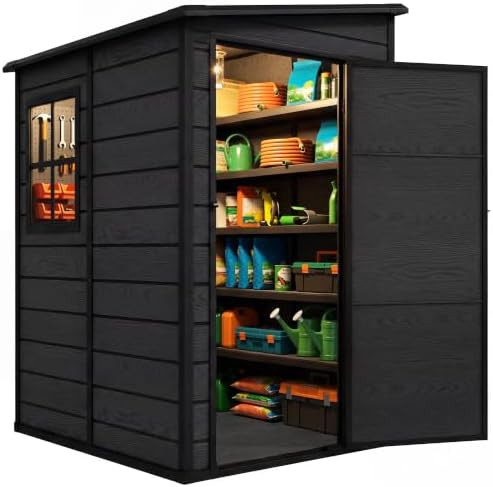 Resin storage shed with window and floor