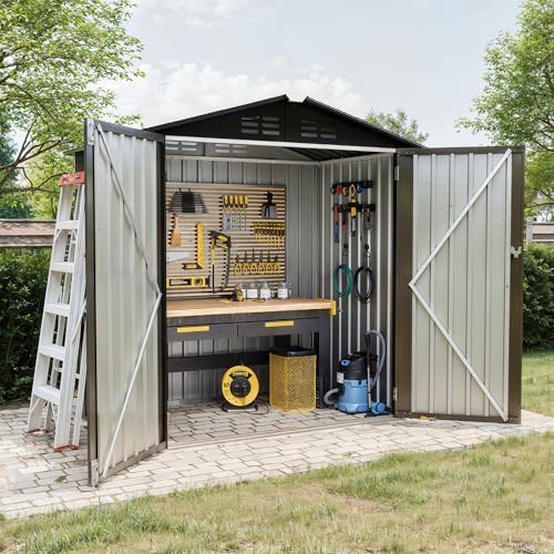 Metal Bike Storage Shed with Sloped Roof