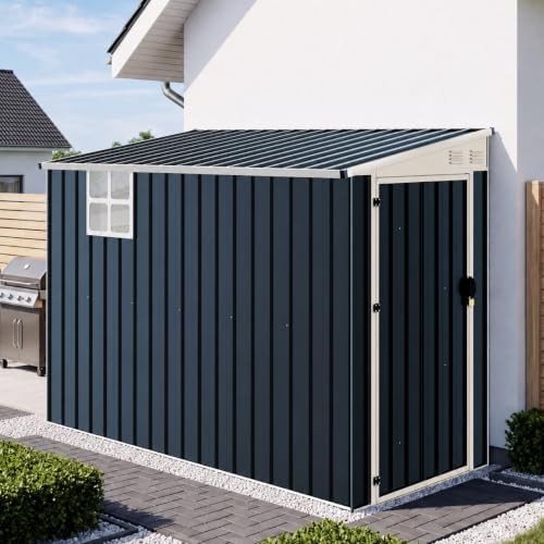 Small lean to metal storage shed