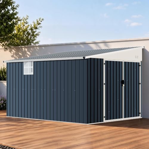 Wide lean to storage shed with lockable door